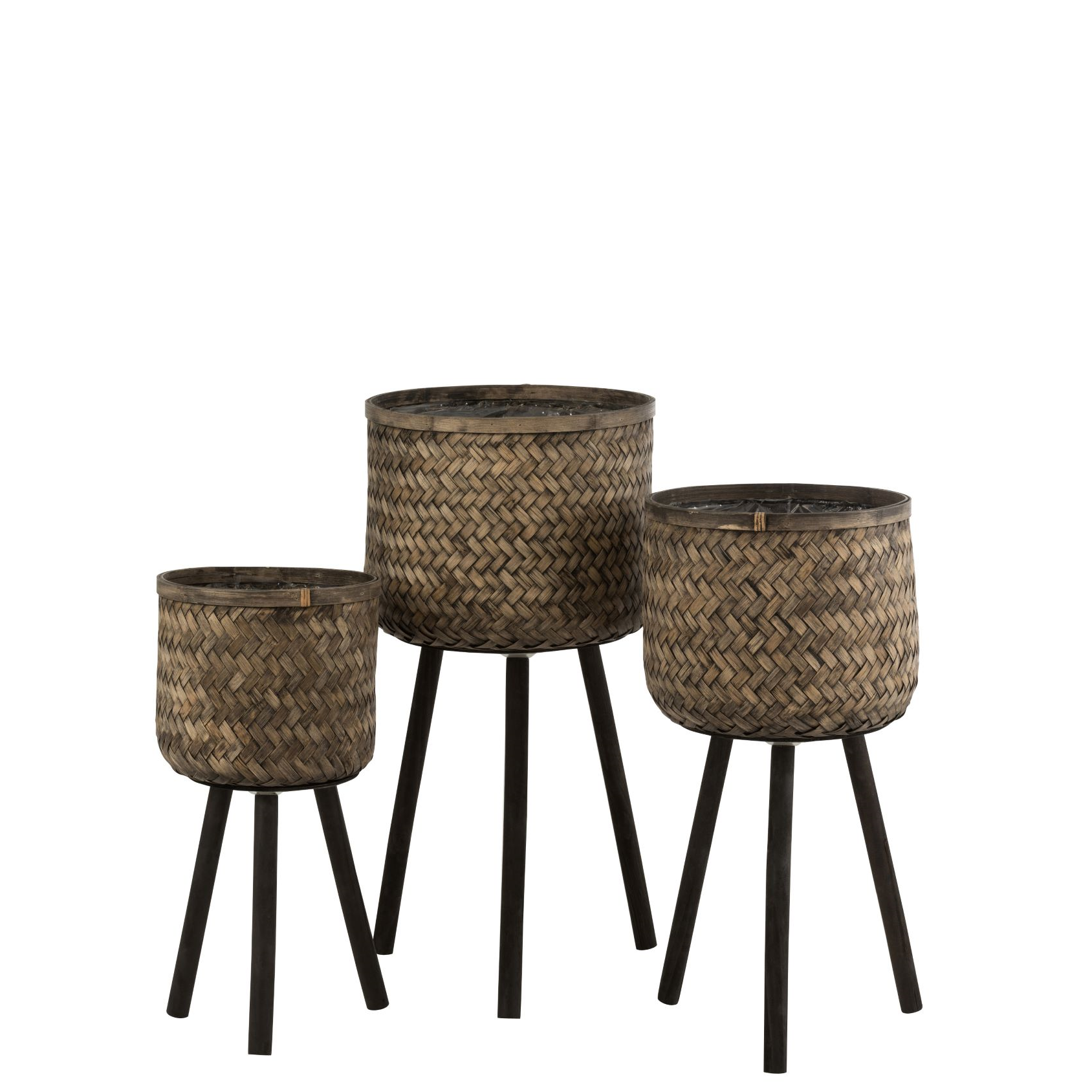 telex ontbijt Systematisch Set Of Three Flower Pot Holders Three Legs Bamboo/Plastic Gray – Felika