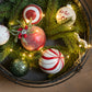 Doos Van 4 Kerstballen Kerstdeco+Bessen Suiker Glas Wit/Rd Small