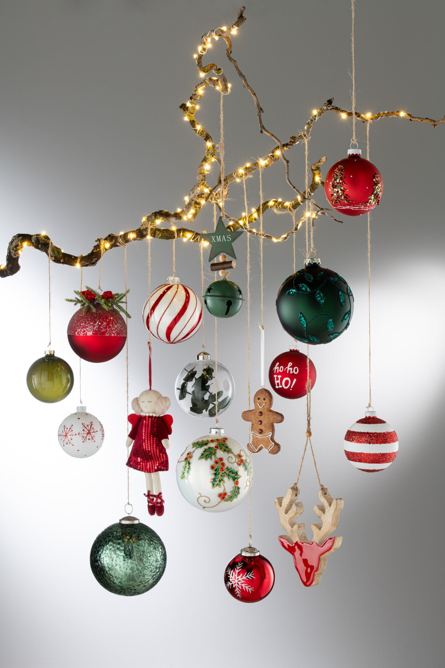 Doos Van 4 Kerstballen Kerstdeco+Bessen Suiker Glas Wit/Rd Small