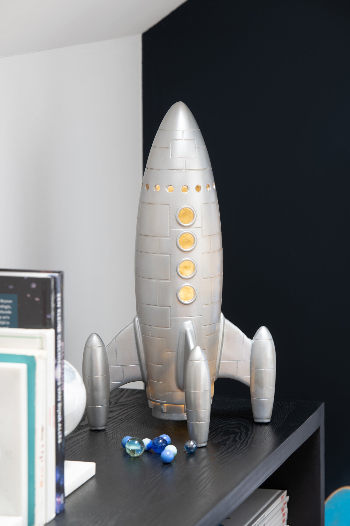 Lamp Rocket Resine Silver 