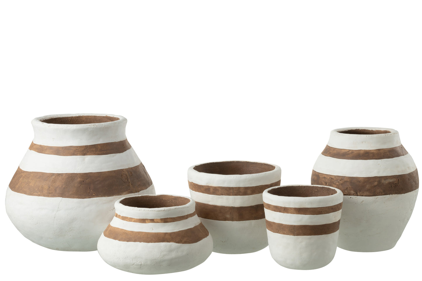 Vase Kenya Low Ceramic White/Brown Small 