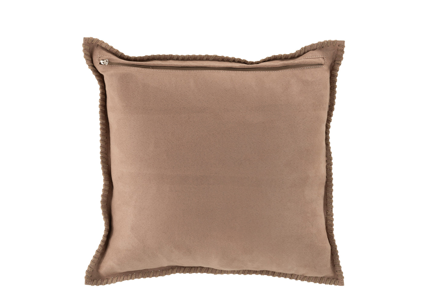 Cushion Stitching Square Leather Beige 