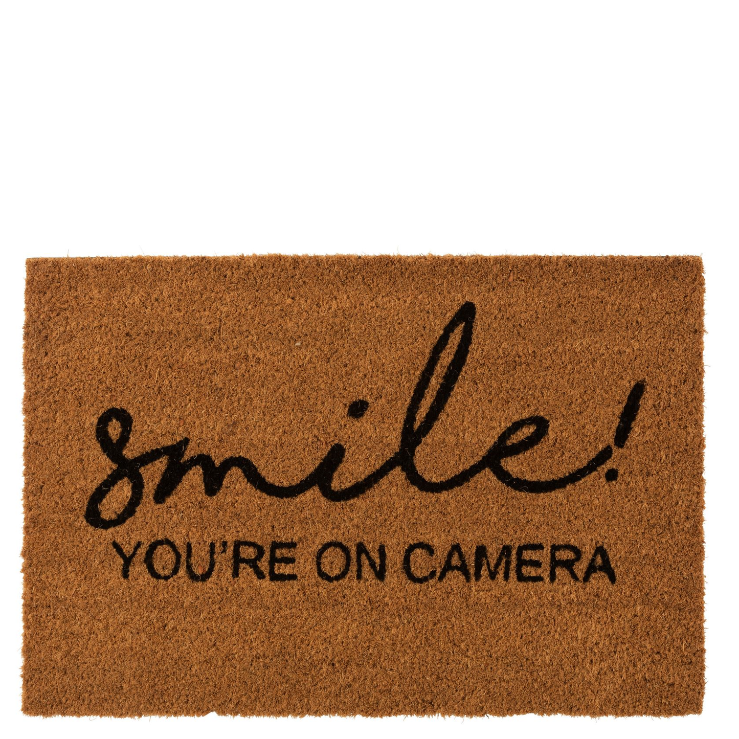 Deurmat Uit Kokos Met Smile You're On Camera Opgeschreven