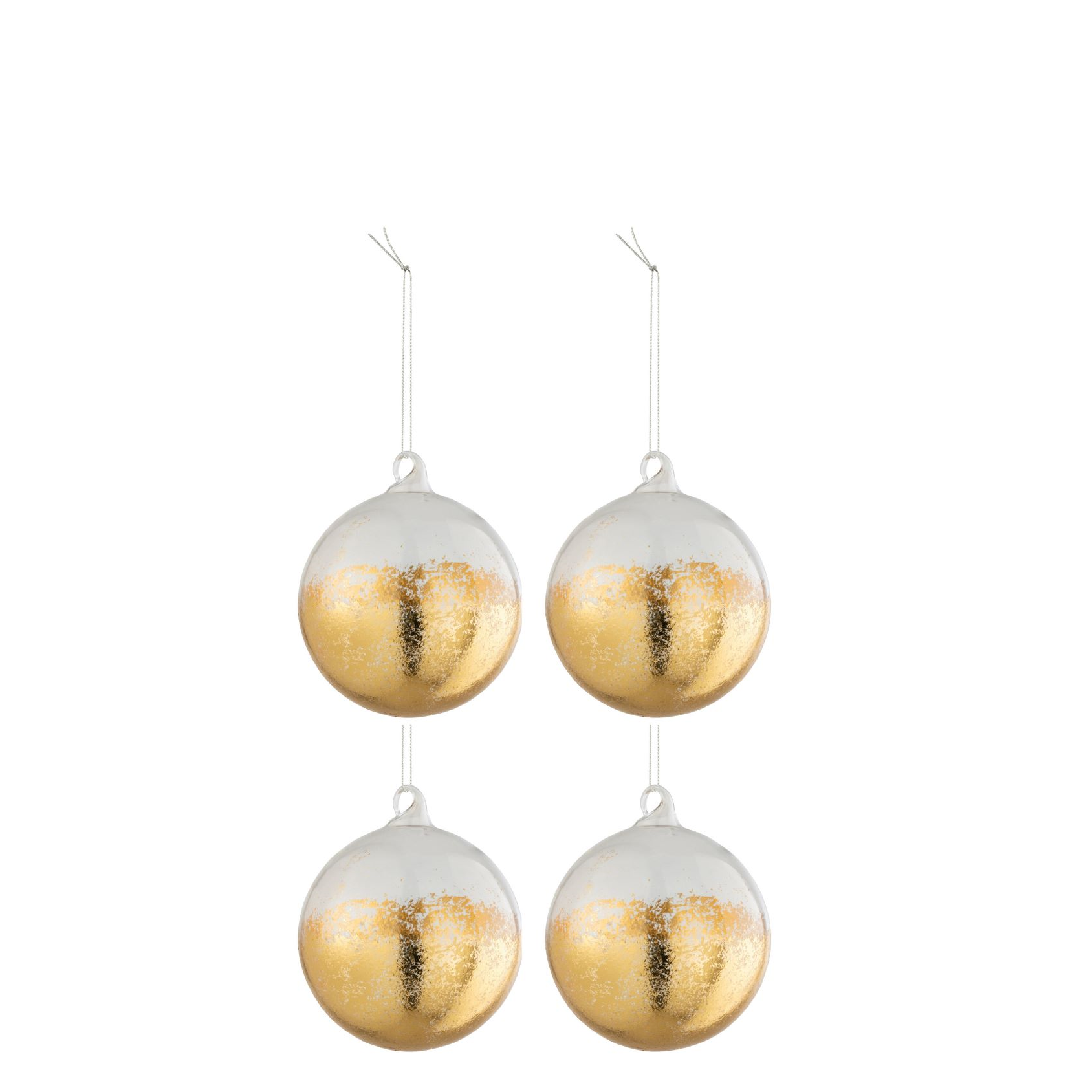 Doos Van 4 Kerstballen Blinkend Goud Glas Transparant Medium