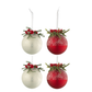 Doos Van 4 Kerstballen Kerstdeco+Bessen Suiker Glas Wit/Rd Small