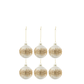 Doos Van 6 Kerstballen Rond Glitter Goud Glas Blinkend Wit