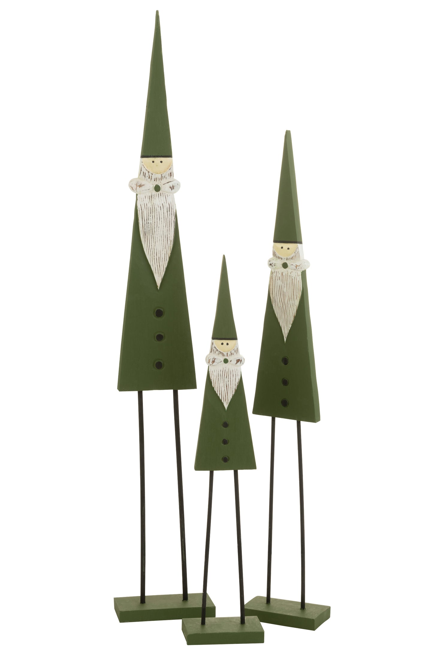 Kerstman Op Voet Hout Groen Medium Large en small