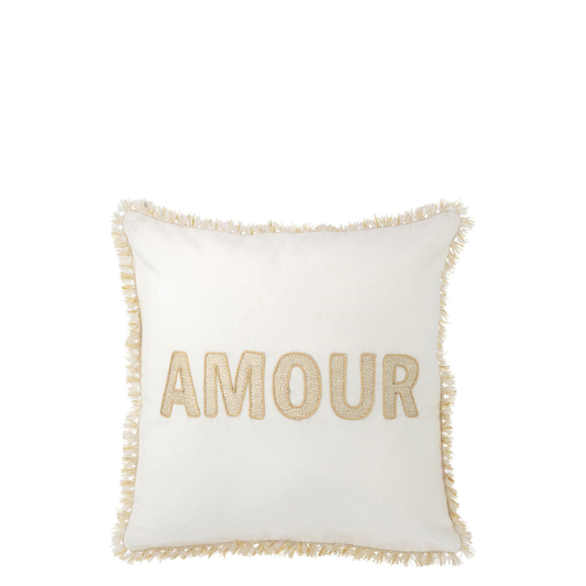 Kussen Amour Textiel Wit/Goud