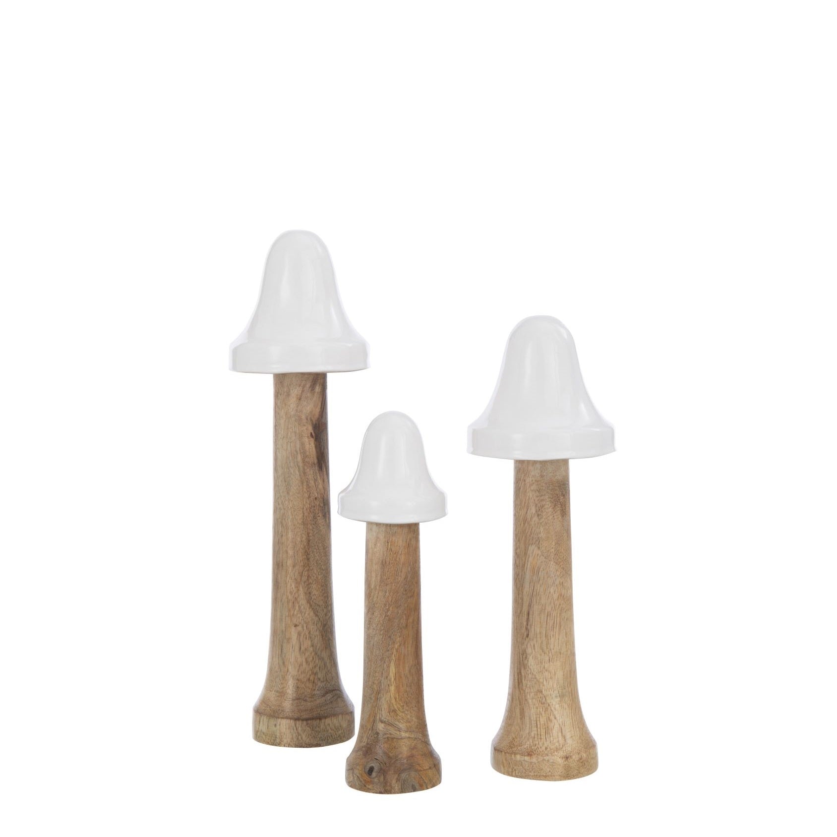 Set Van 3 Paddenstoelen Dun Hout Naturel/Wit