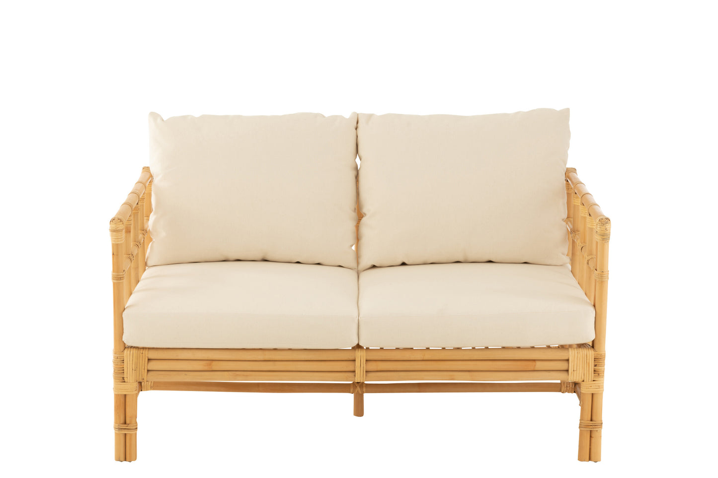 Sofa Elise+Kussen 2 Personen Rotan/Textiel Naturel/Wit Felika Ibiza Cocoozy