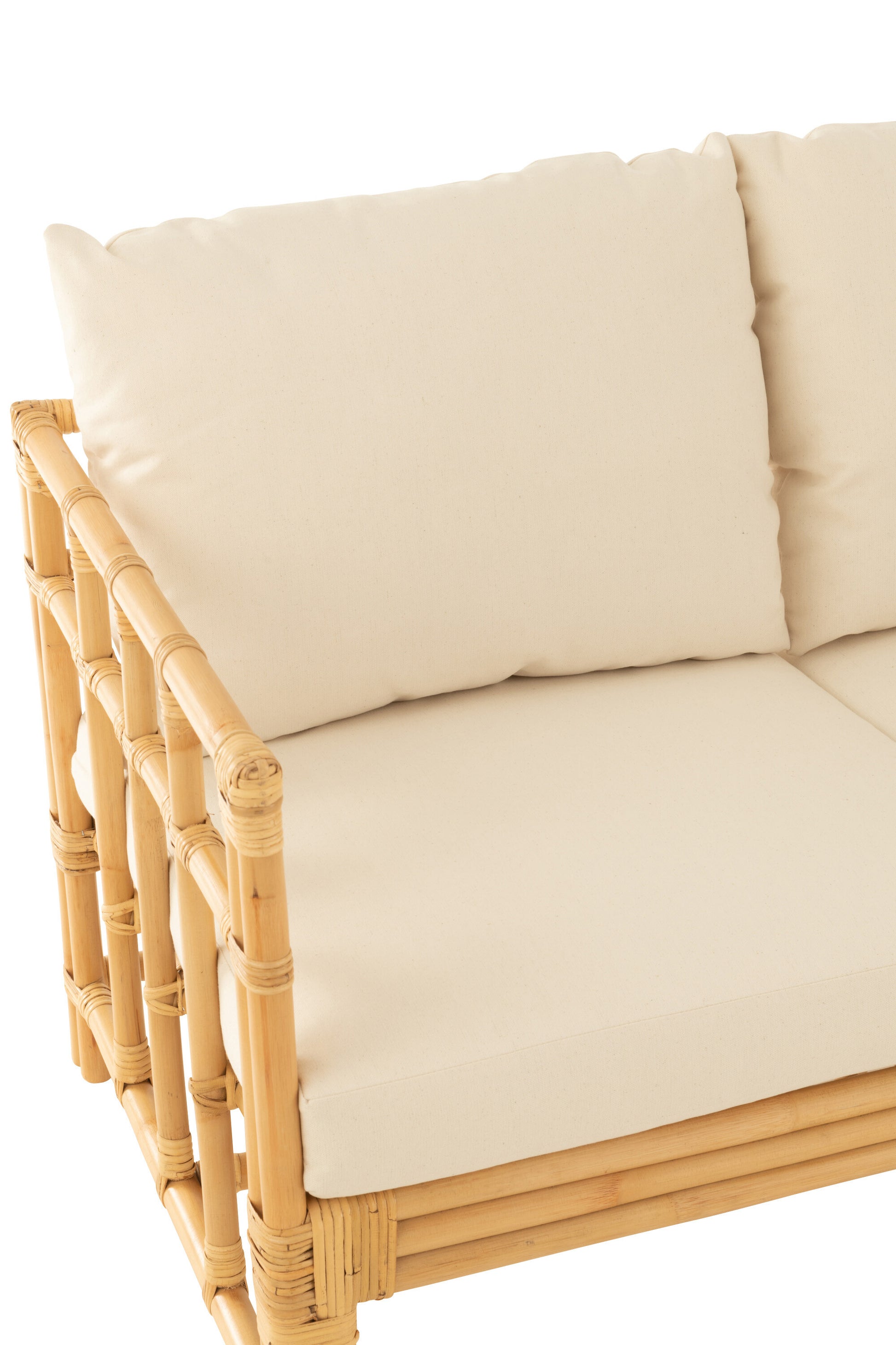 Sofa Elise+Kussen 2 Personen Rotan/Textiel Naturel/Wit Felika Ibiza Cocoozy