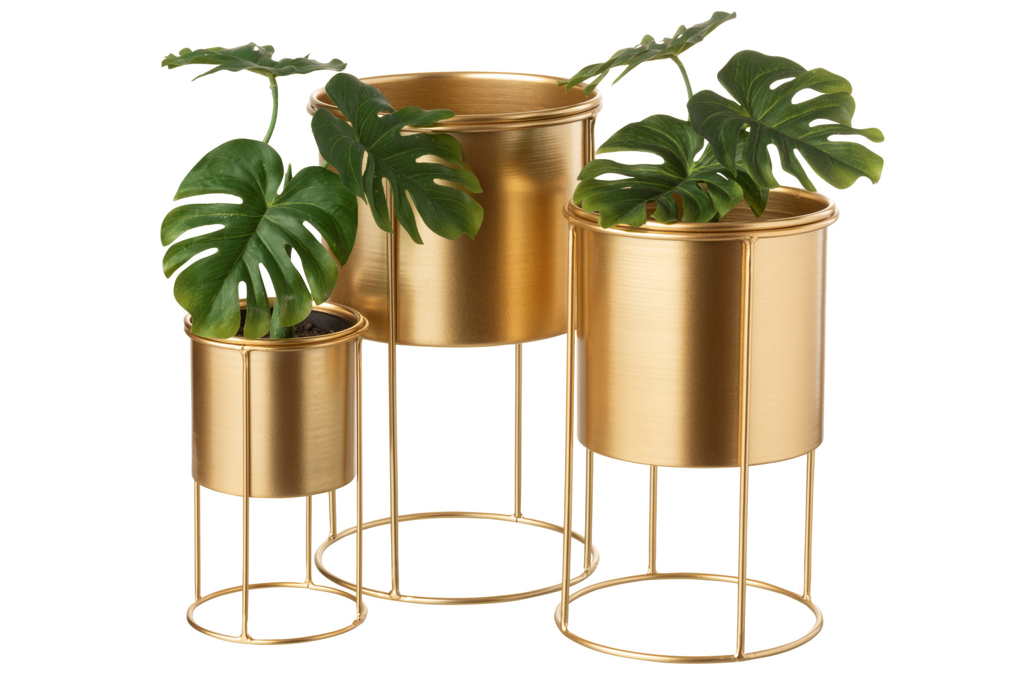 Flower Pot On Foot Metal Gold Small 