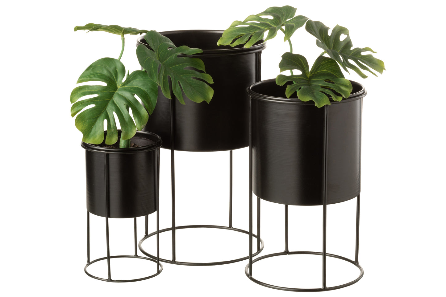 Flower Pot On Foot Metal Black Small 