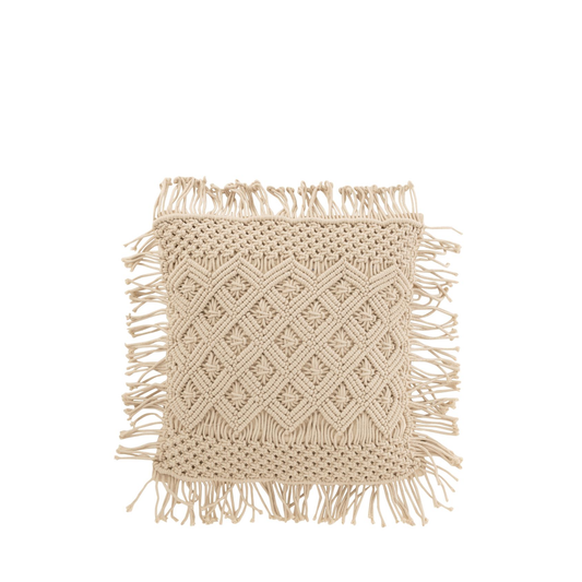 Coussin Cosy Diamant Coton Beige 