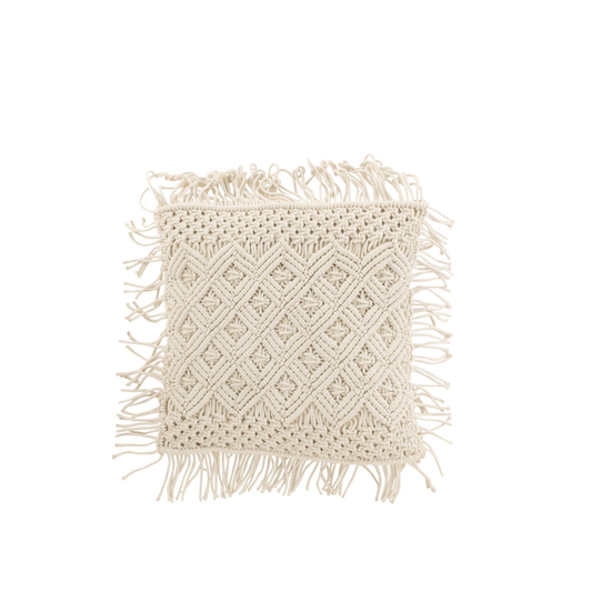 Coussin Cosy Diamond Coton Blanc Cassé 