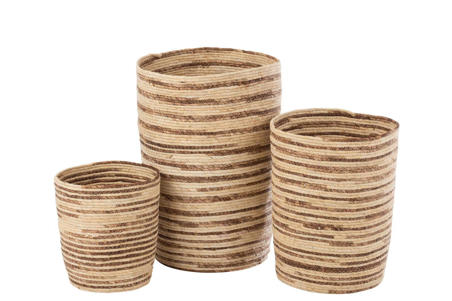 Set Of 3 Baskets Corn BeigeBrown 