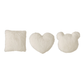 Cushion Square/Heart/Bear's Head Plush White Assortment Of 3 