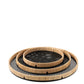 Set Of 3 Trays Round Metal/Rattan Black/Natural 