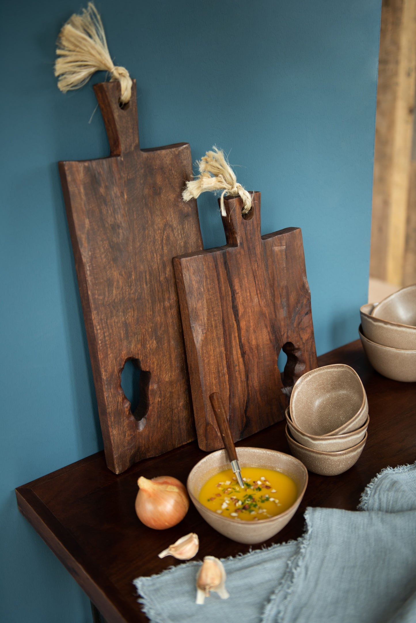 Chopping Board Uneven Square Mango Wood Dark Brown 