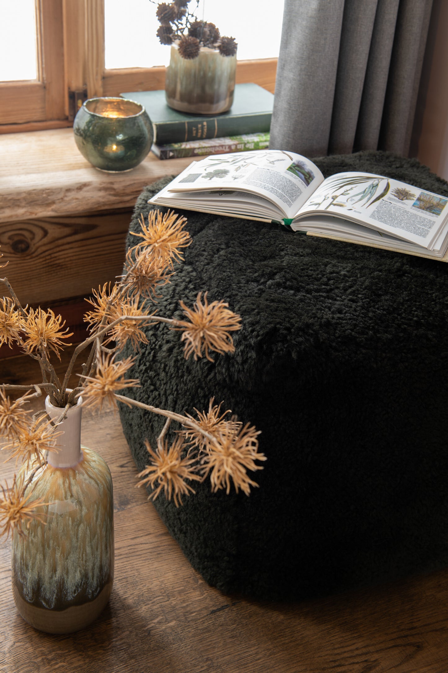 Pouf Square Sheepskin Green 