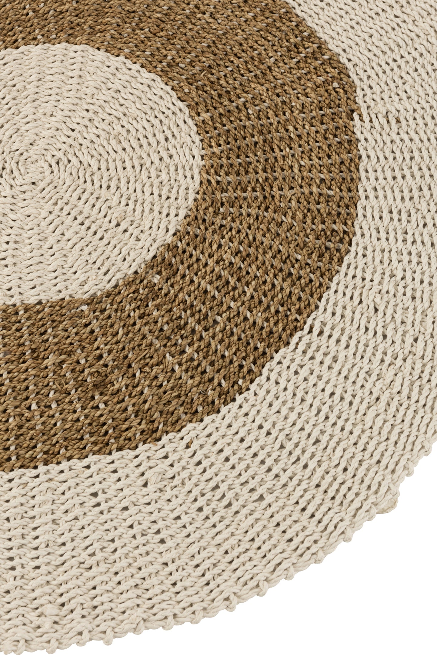 Tapis Rond Jonc de Mer Blanc/Naturel Small 