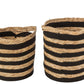 Set Of 2 Baskets Striped Seagrass/Cotton Natural/Black 