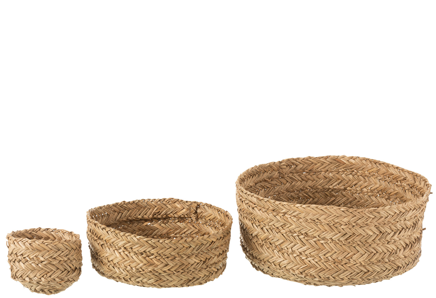 Set Of 6 Baskets Round Seagrass Natural 