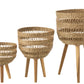 Set Of 3 Baskets On Tripod Seagrass Natural 