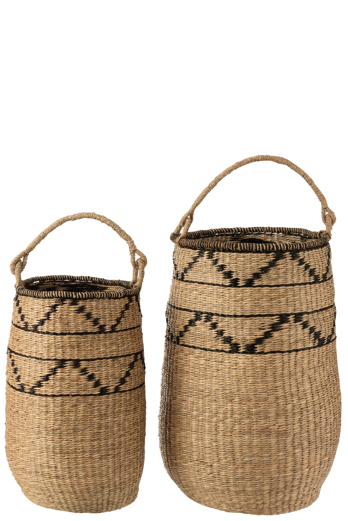 Set Of 2 Baskets Large Seagrass Natural/Black 