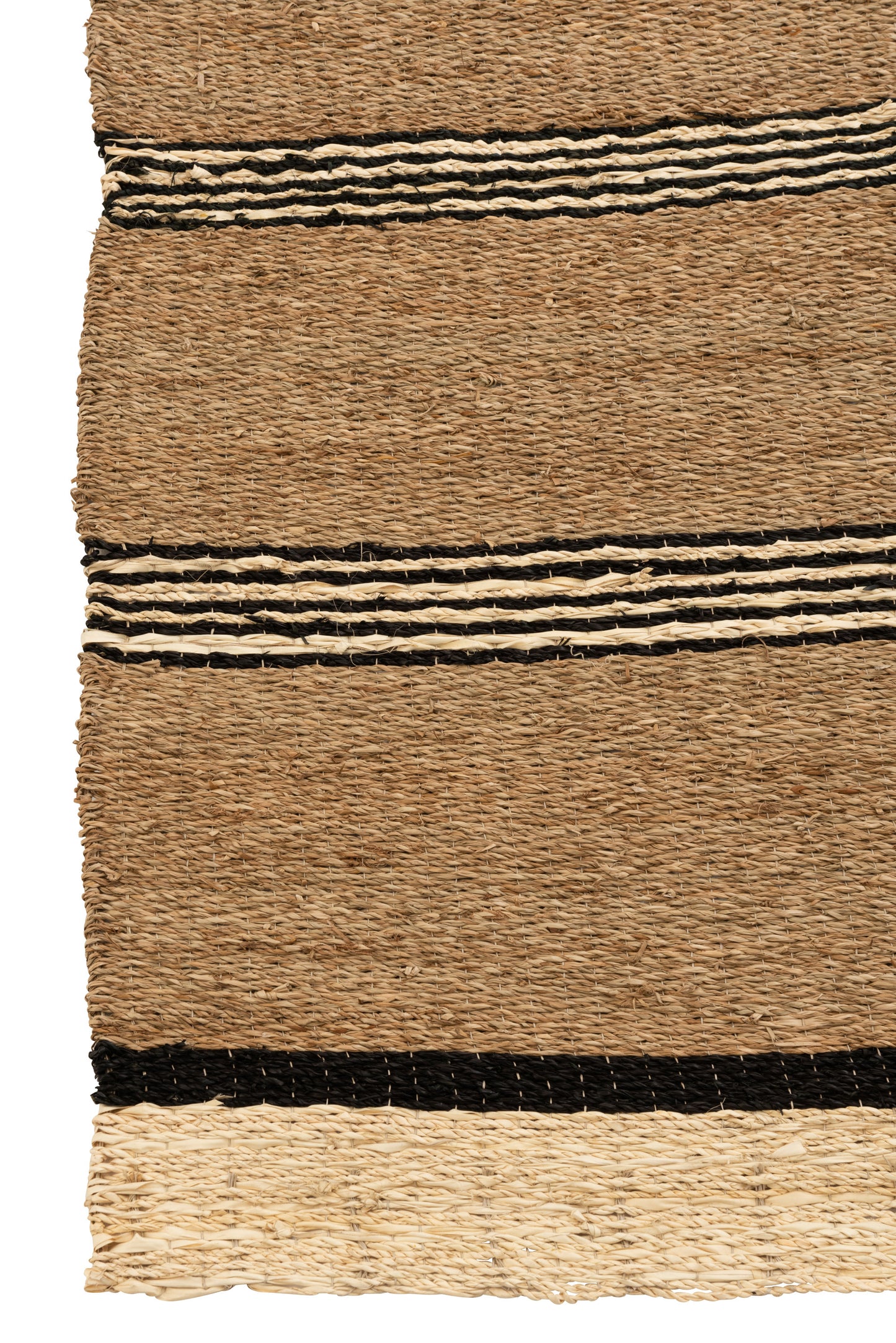 Carpet Braided Seagrass Palm Leaf Natural Black 