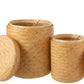 Set Of 2 Storage Baskets Round Bamboo Natural 