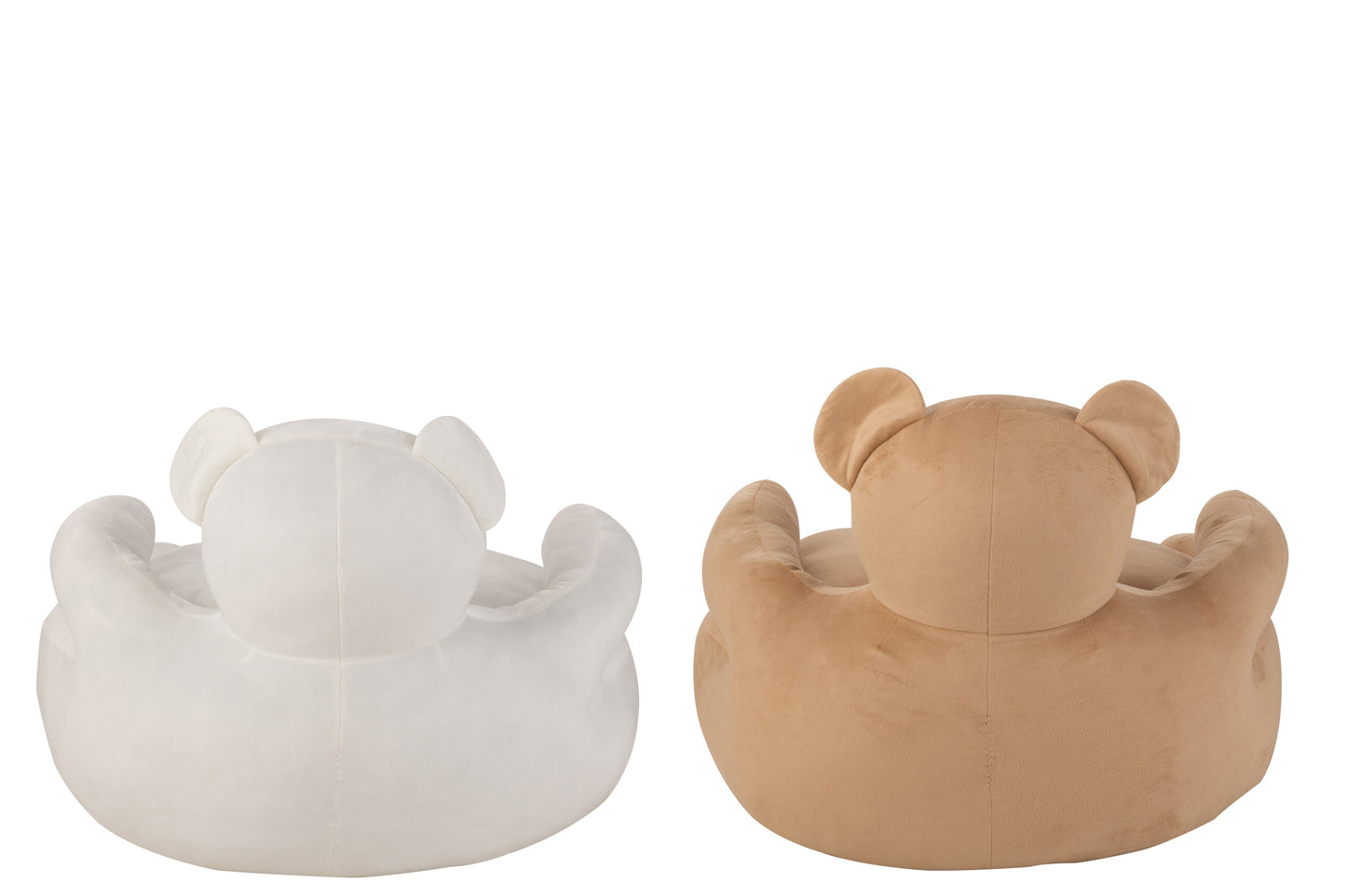 Set Of 2 Seats Bear Plush White/Beige 