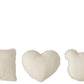 Cushion Square/Heart/Bear's Head Plush White Assortment Of 3 