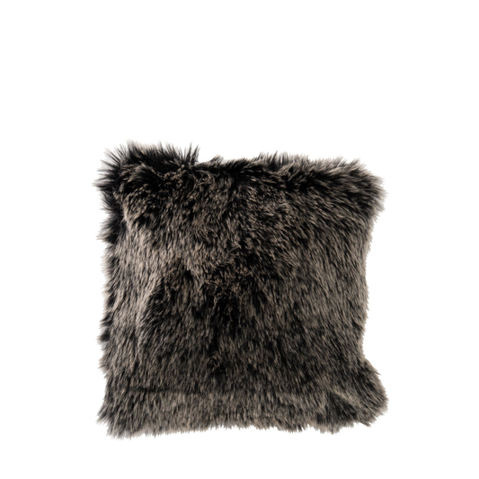 Cushion Faux Fur Long Grey/Black/White 