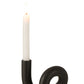 Kaarsenhouder Torsie 1 Candle Keramiek Zwart met brandende witte kaars felika