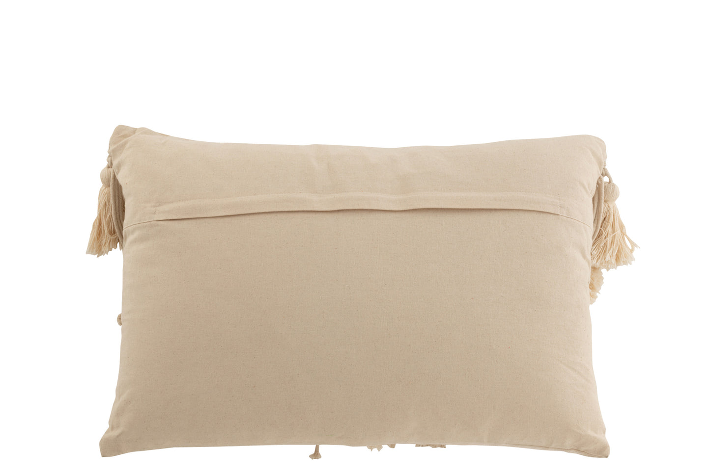 Coussin Pompon Macramé Rectangle Coton Beige 