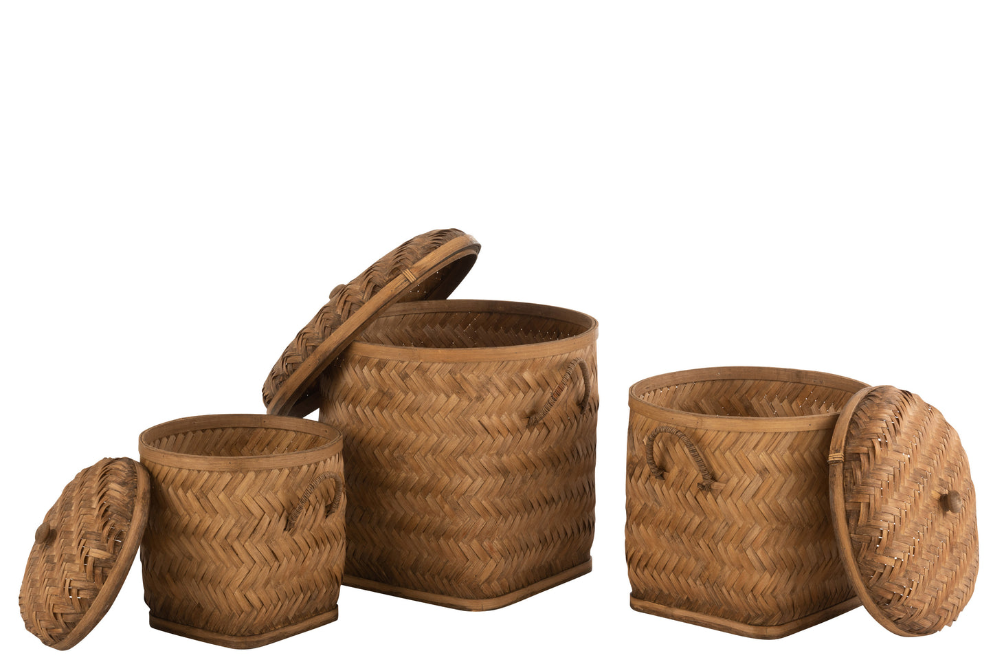 Set De Trois Paniers De Rangement Bambou Naturel 