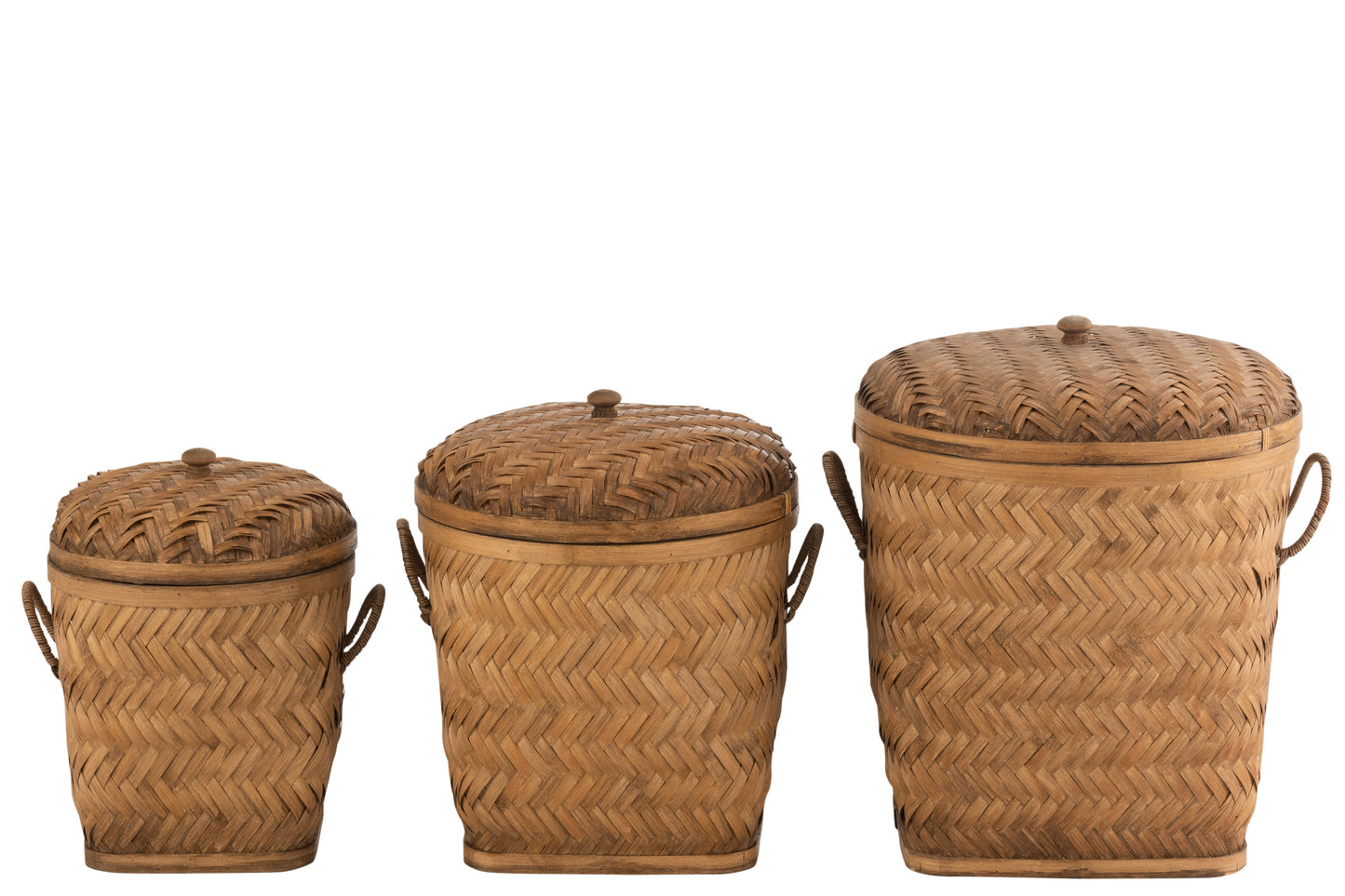 Set De Trois Paniers De Rangement Bambou Naturel 