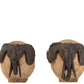 Éléphant Bois Métal Naturel/Bronze Assortiment De 2 