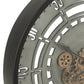 Clock Around Seconds Gears Metal Black/Grey Small 