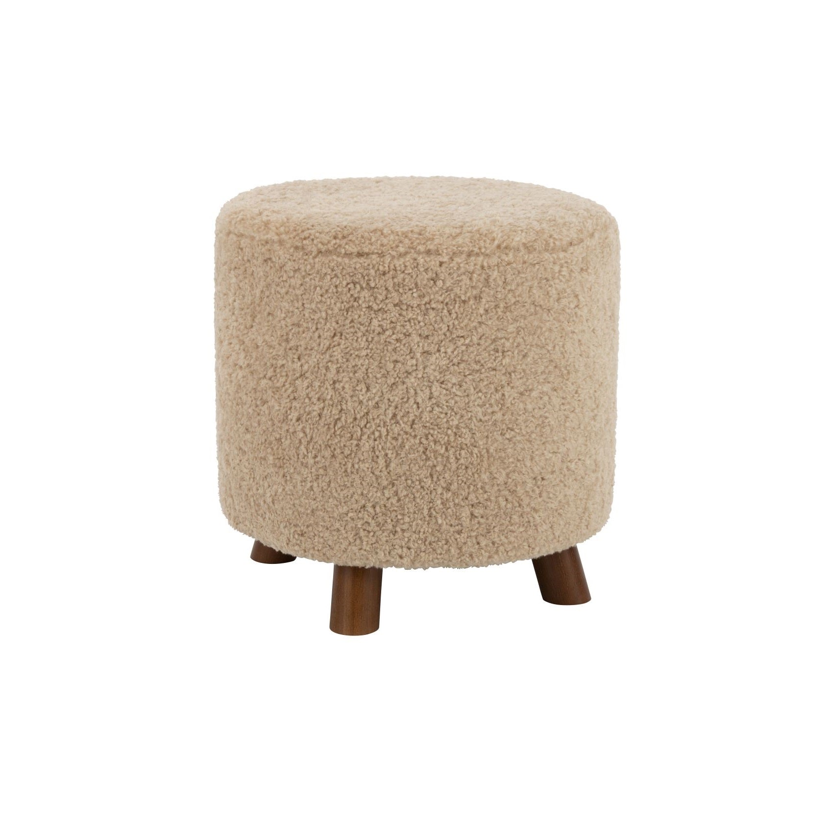 poef rond beige hout