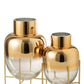 Vaas Cylinder Op Voet Glas Transparant/Goud Small