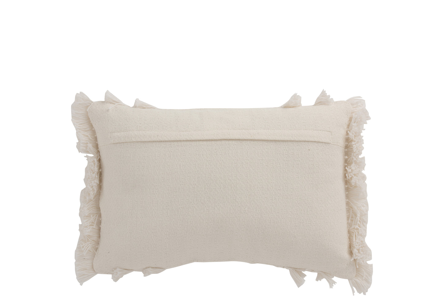 Cushion Rectangular Tassel Edge Cotton White 