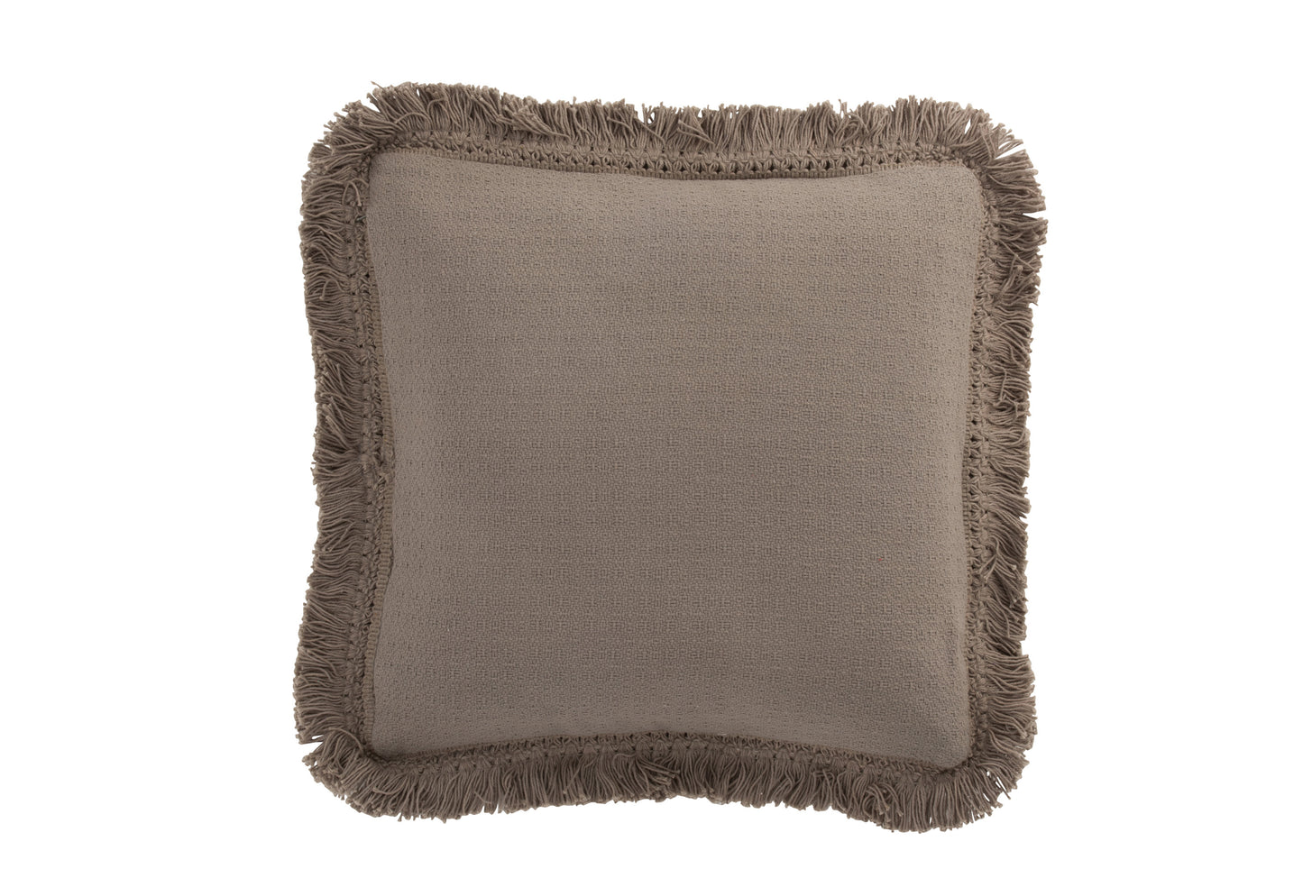 Cushion Fringe Square Cotton Taupe 