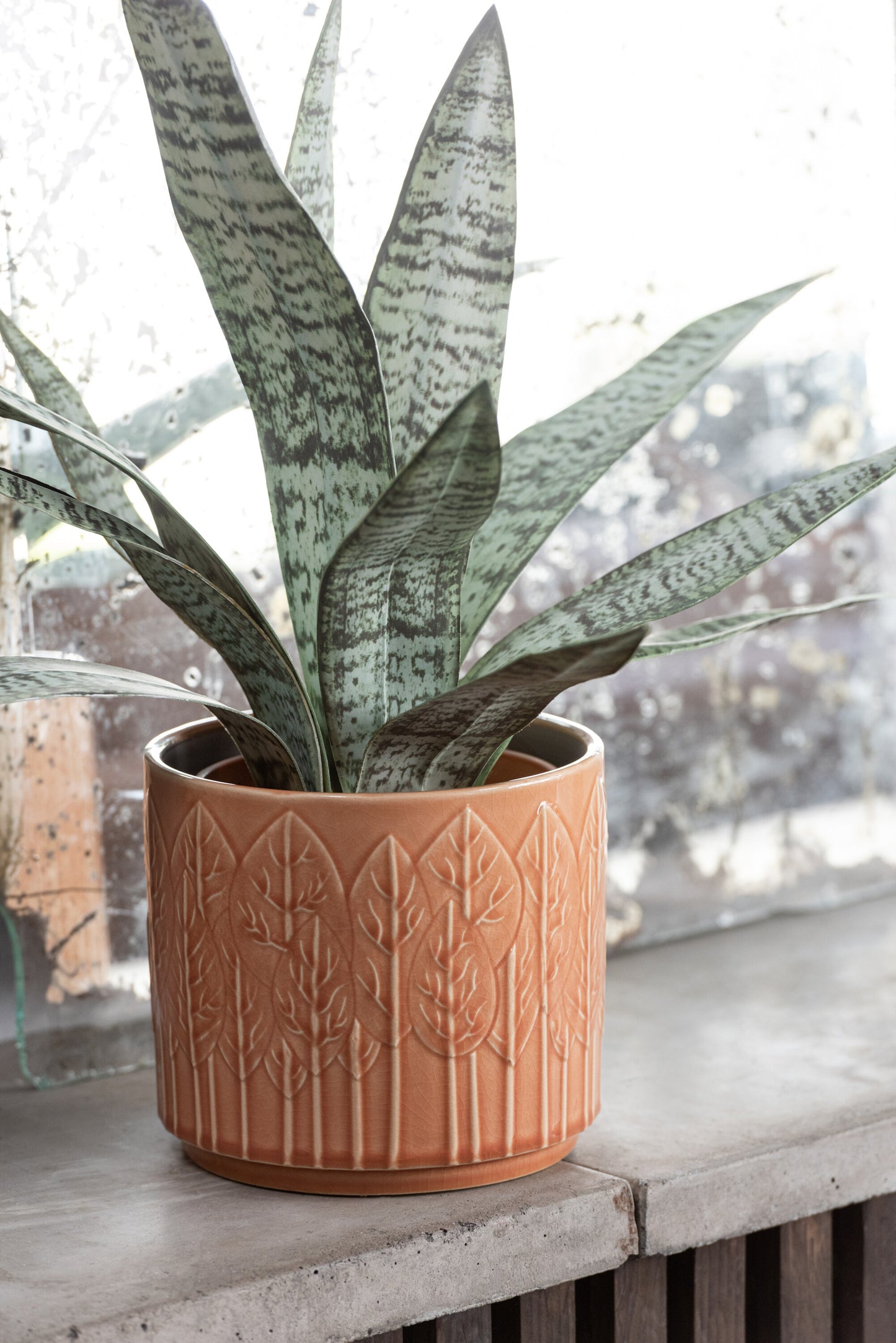 Flowerpot Leaf Ceramic Rust Medium 