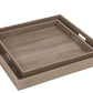 Set 2 Plateau Vierkant Hout Naturel