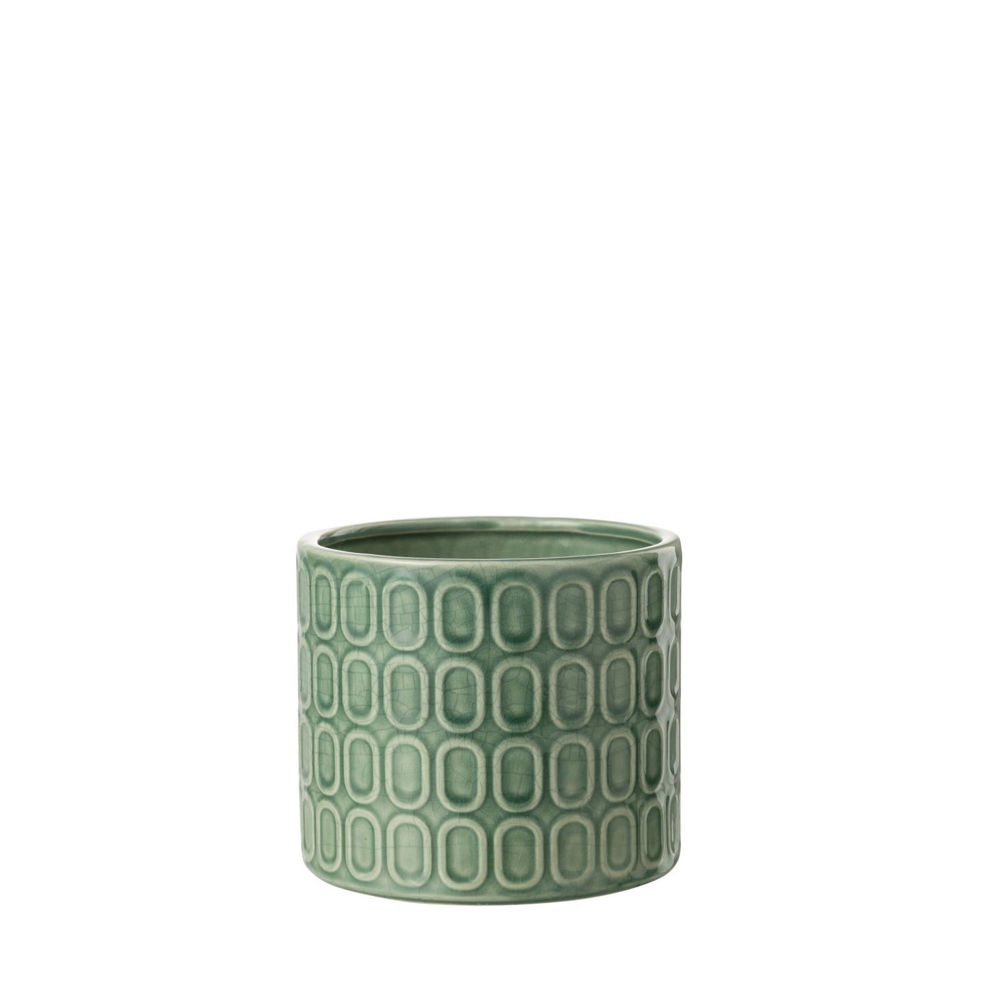 Flowerpot Oval Pattern Ceramic Green Medium 