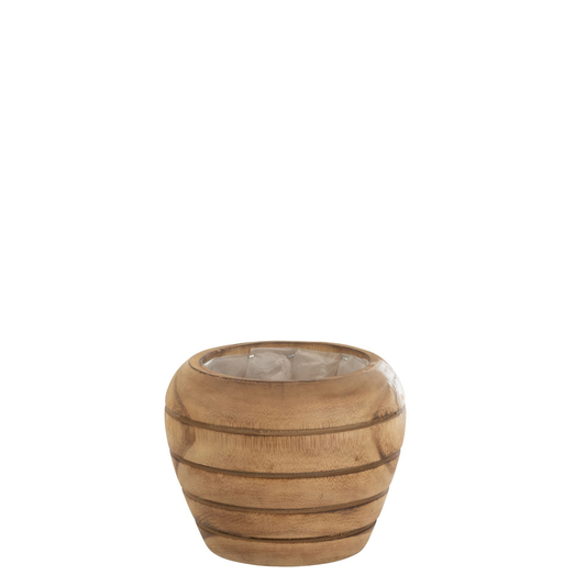 Bloempot Strepen Hout Natural Small