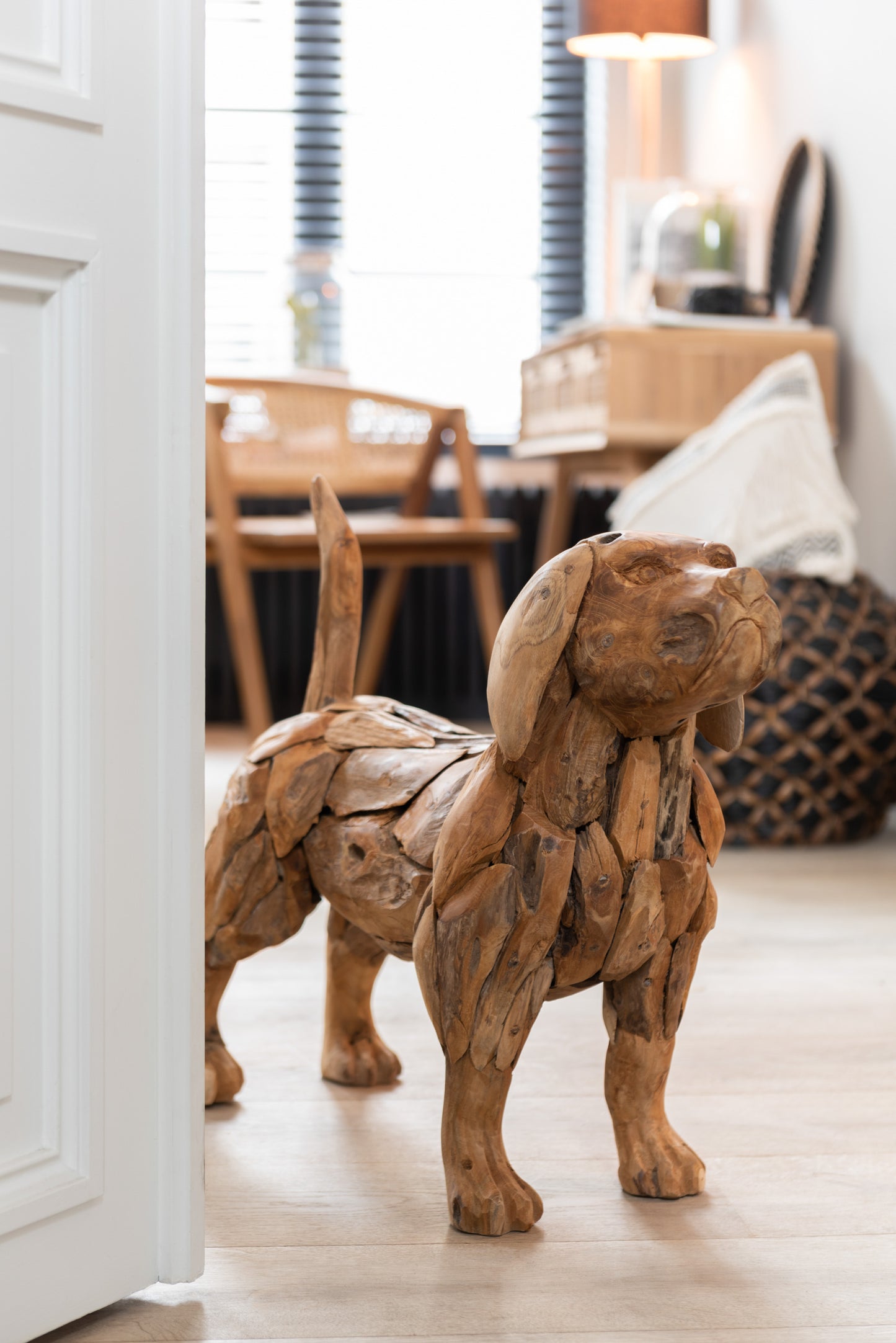 Hond Stukken Teak Hout Naturel