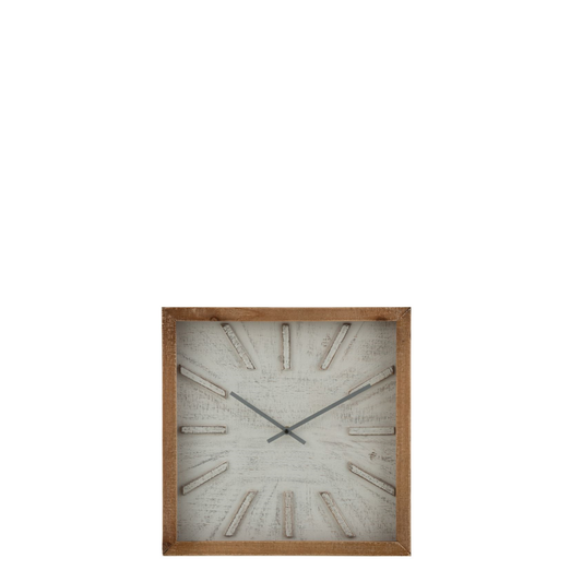 Clock Square Simple Mdf White/Natural Small